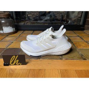 Women’s 5.5 Adidas Ultraboost 21 “Primeblue Non Dyed White” Athletic Running Sho